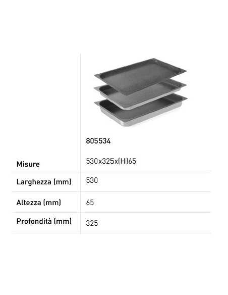 Gastronorm tray GN 1/1 - Non-stick - Various heights - mm 530 x 325