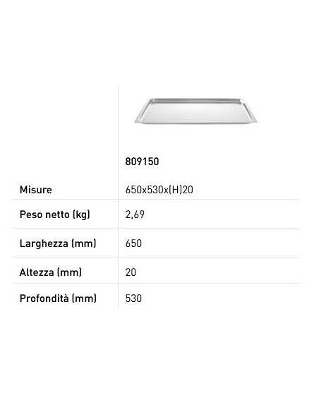Bandeja Gastronorm GN 2/1 - Línea Profi - Dimensiones mm 650 x 530 x 20h