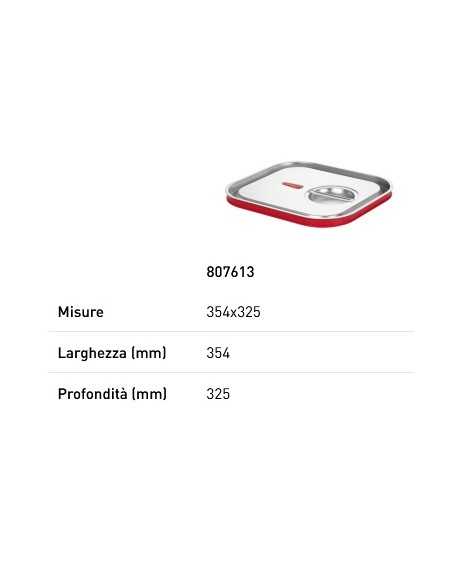 Coperchio per teglie GN 2/3 - Linea Budget Line - Con bordo in silicone - Acciaio inossidabile - mm 354 x 325