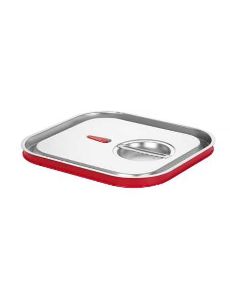 Tapa para bandejas 2/3 GN - Línea Budget - Con borde de silicona - Acero inoxidable - mm 354 x 325