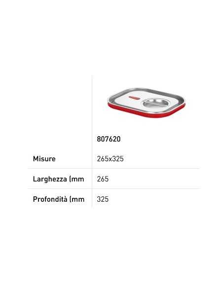 Coperchio per teglie GN 1/2 - Linea Budget Line - Con bordo in silicone - Acciaio inossidabile - mm 265 x 325