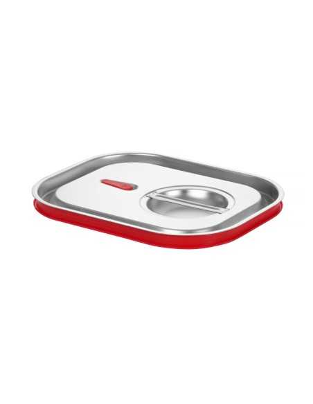 Coperchio per teglie GN 1/2 - Linea Budget Line - Con bordo in silicone - Acciaio inossidabile - mm 265 x 325