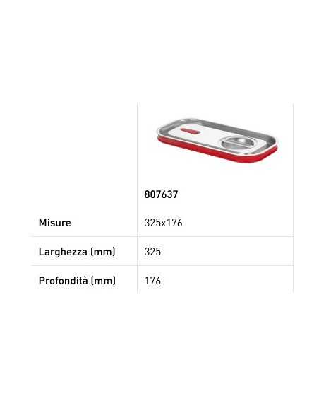Lid for GN 1/3 trays - Budget Line - With silicone edge - Stainless steel - mm 325 x 176