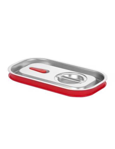 Coperchio per teglie GN 1/4 - Linea Budget Line - Con bordo in silicone - Acciaio inossidabile - mm 265 x 162