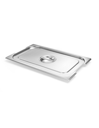 Lid for GN 1/1 trays - With recesses for handles - Stainless steel - mm 530 x 325