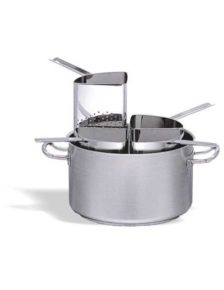 Cazuela - Acero inoxidable - Con 4 coladores - Capacidad 20,2 l - Dimensiones cm ø 35 x 21 h