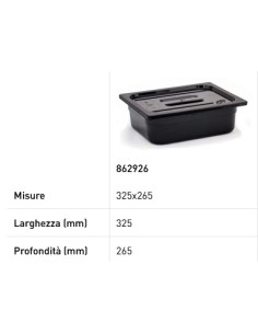 Lid for GN 1/2 trays - In black polycarbonate - mm 325 x 265 2
