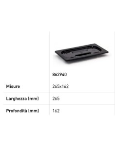 Lid for GN 1/4 trays - In black polycarbonate - mm 265 x 162 2