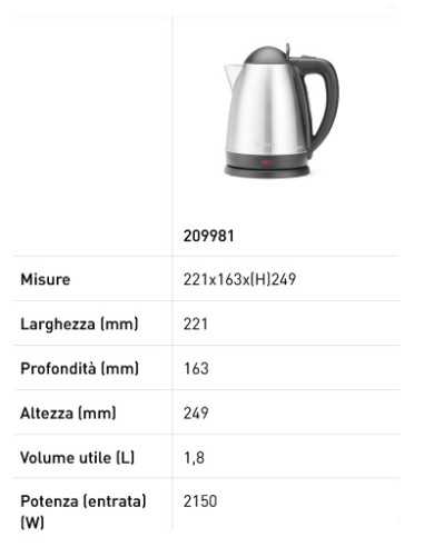 Professional electric kettle 1.8 liters for water