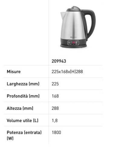 Cordless electric kettle - Capacity Lt. 1,8 -...