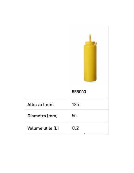 Bottiglie dosatrici - Capacità 0.2 Lt. - Colore Giallo - mm Ø 50 x 185