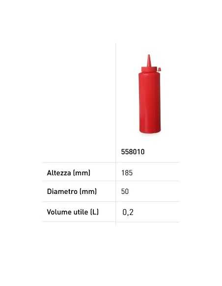 Bottiglie dosatrici - Capacità 0.2 Lt. - Colore Rosso - mm Ø 50 x 185