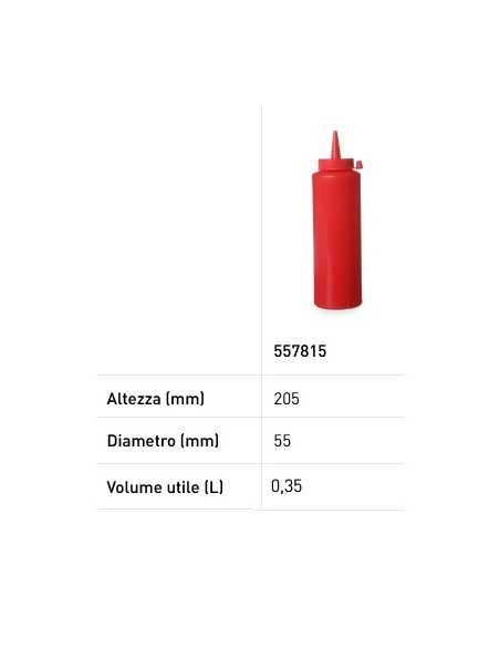 Bottiglie dosatrici - Capacità 0.35 Lt. - Colore Rosso - mm Ø 55 x 205