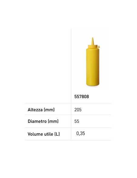 Frascos dosificadores - Capacidad 0,35 Lt. - Color Amarillo - mm Ø 55 x 205