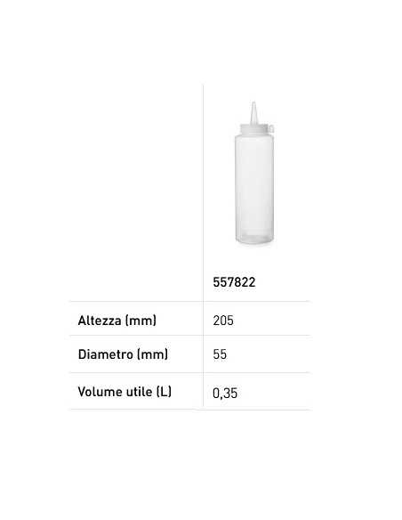 Bottiglie dosatrici - Capacità 0.35 Lt. - Trasparente -  mm Ø 55 x 205