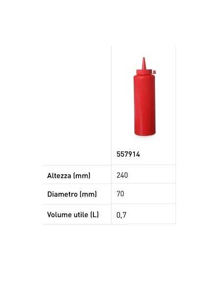 Dosing bottles - Capacity 0.7 Lt. - Color Red - mm Ø 70 x 240