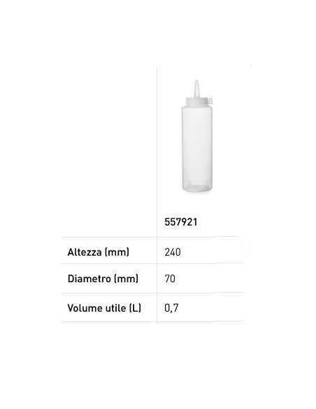 Bottiglie dosatrici - Capacità 0.7 Lt. - Trasparente -  mm Ø 70 x 240