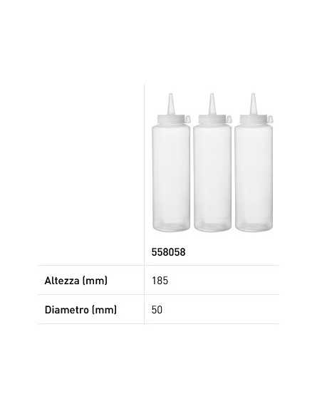 Tris de botellas dosificadoras - Capacidad 0,2 - Transparente - mm Ø 50 x 185