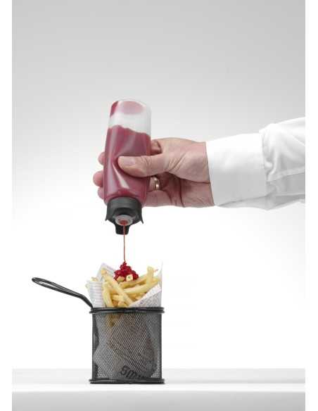 Frasco dosificador para salsas - Antigoteo - Transparente - Tapón dosificador especial - mm Ø 50 x 160h