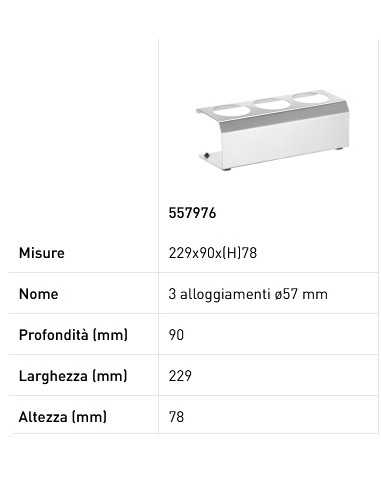 Dispenser support - For Ø mm 57 dispensers - 3...