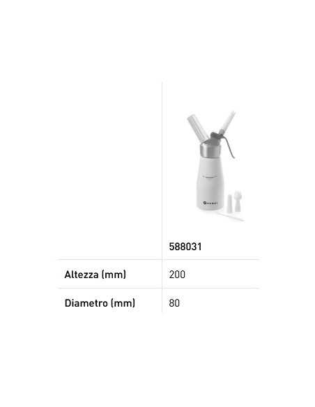 Sifone per panna Kitchen Line - Capacità Lt. 0.25 - In alluminio bianco - Ø mm 80 x 200h