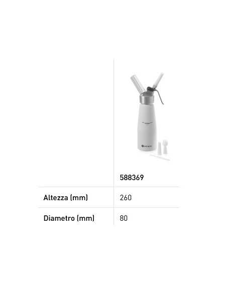Kitchen Line cream siphon - Capacity Lt. 0.5 - In white aluminum - Ø mm 80 x 260h