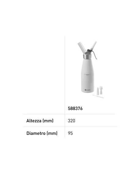 Kitchen Line cream siphon - Capacity Lt. 0.95 - In white aluminum - Ø mm 95 x 320h