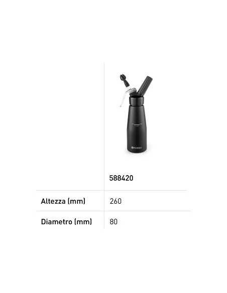 Kitchen Line cream siphon - Capacity Lt. 0.5 - In black aluminum - Ø mm 80 x 260h