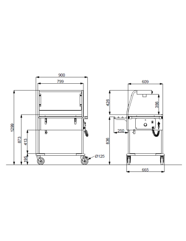 Carrello termico - Lampade alogene - Capacità 2...
