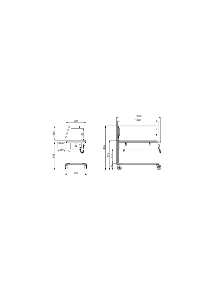 Thermal trolley - Halogen lamps - Capacity 3 x GN 1/1 h 20 cm - cm 130.3 x 66.5 x 129.9 h