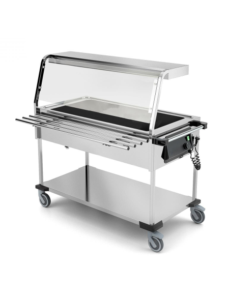 Carro térmico - Lámparas halógenas - Iluminación LED - Capacidad 3 x GN 1/1 - cm 130,3 x 66,5 x 129,9 h