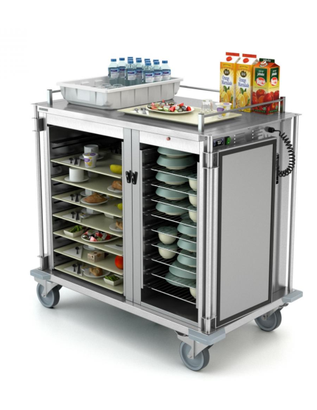 Carro térmico - Doble compartimento - Capacidad 10 x GN 1/1 + 8 x GN 2/1 - cm 128,8 x 77,3 x 123,7 h