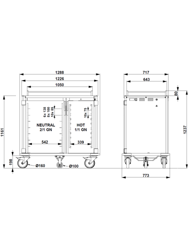 Carro térmico - Doble compartimento - Capacidad...