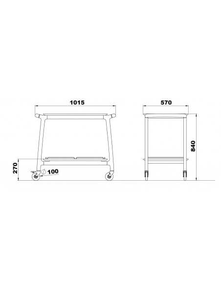 Carrello di servizio - Legno massello - 2 ripiani - cm 101.5 x 57 x 84 h