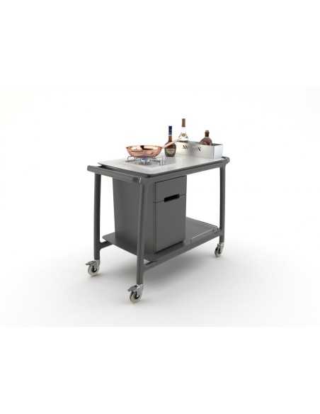 Flambé trolley - Solid wood - Single fire burner - cm 101.5 x 57 x 93.6 h
