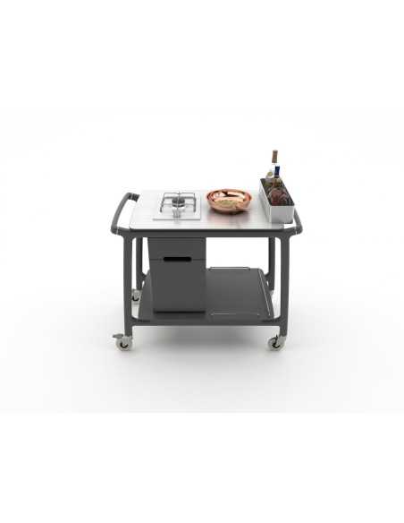 Carro de flambear - Madera maciza - Quemador individual - cm 101.5 x 57 x 93.6 h