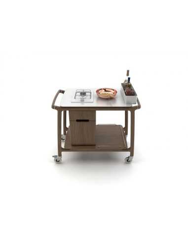 Flambé trolley - Solid wood - Single fire...