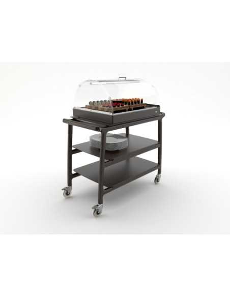 Carrello con vetrina refrigerata - Legno massello - N.3 ripiani - cm 101.5 x 57 x 119.7 h
