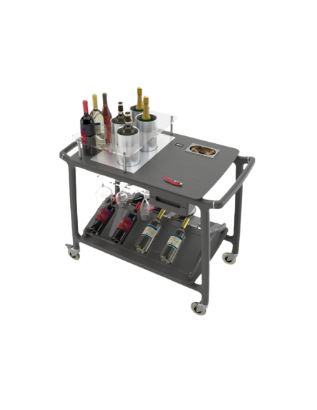 Carro de vino - Madera maciza - N.3 glacettes - Marco expositor de botellas - cm 101.5 x 57 x 101.9 h