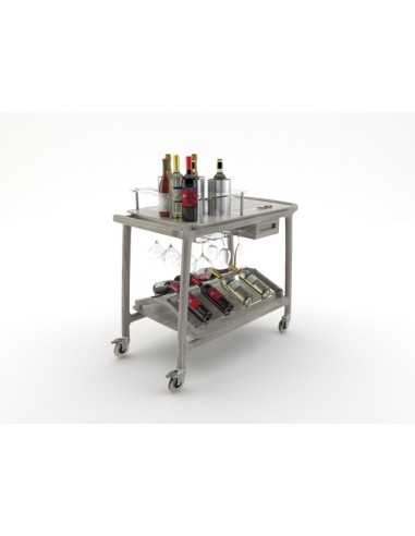 Carrello vini - Legno massello - N.3 glacette -...