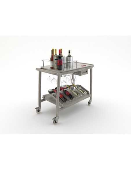 Carrello vini - Legno massello - N.3 glacette - Struttura per esposizione bottiglie - cm 101.5 x 57 x 101.9 h