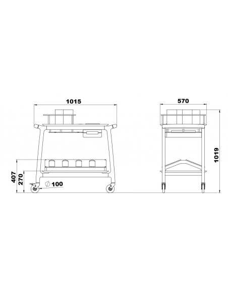 Wine trolley - Solid wood - N.3 glacettes - Structure for displaying bottles - cm 101.5 x 57 x 101.9 h