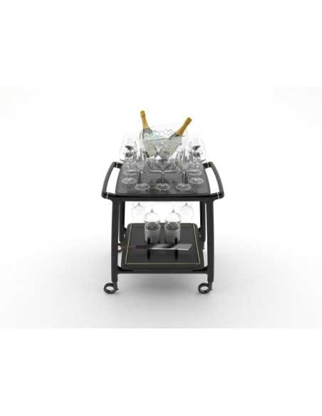 Champagne trolley - Solid wood - N.2 glacettes - Bucket for bottles - cm 77.5 x 59.4 x 115.2 h