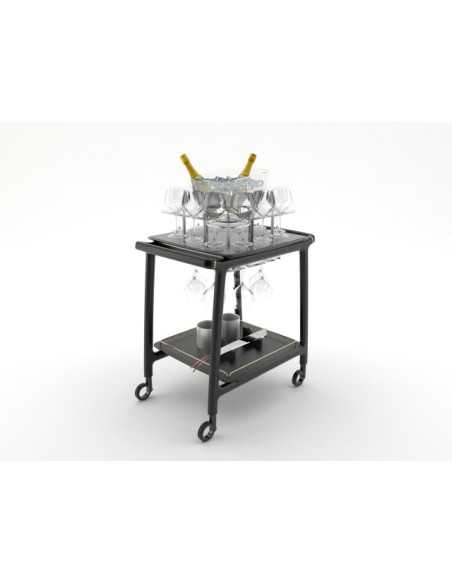Carro para champán - Madera maciza - N.2 glacettes - Cubo para botellas - cm 77.5 x 59.4 x 115.2 h
