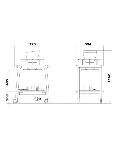 Carro para champán - Madera maciza - N.2 glacettes - Cubo para botellas - cm 77.5 x 59.4 x 115.2 h