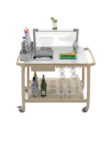 Carrello cocktail - Legno massello - N.2 vasche...