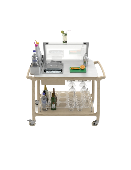 Cocktail trolley - Solid wood - N.2 GN 1/3 tanks - Bottle holder - cm 101.5 x 57 x 112.1 h