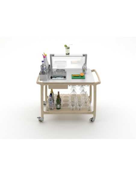 Cocktail trolley - Solid wood - N.2 GN 1/3 tanks - Bottle holder - cm 101.5 x 57 x 112.1 h