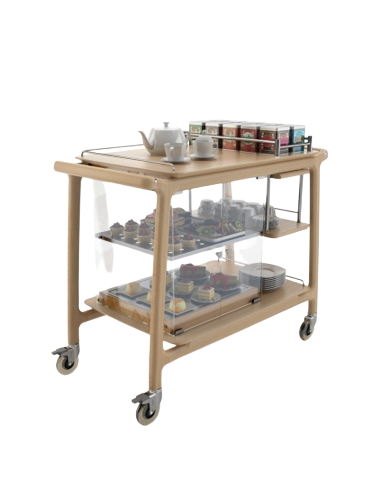 Carro de té - Madera maciza - N.2 estantes -...