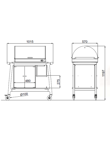 Carrello con vetrina refrigerata - Legno...